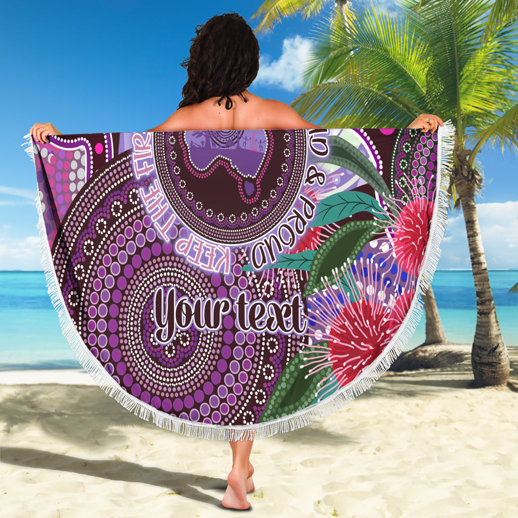 Personalised Australia NAIDOC 2024 Beach Blanket Keep the Fire Burning Hakea Flowers