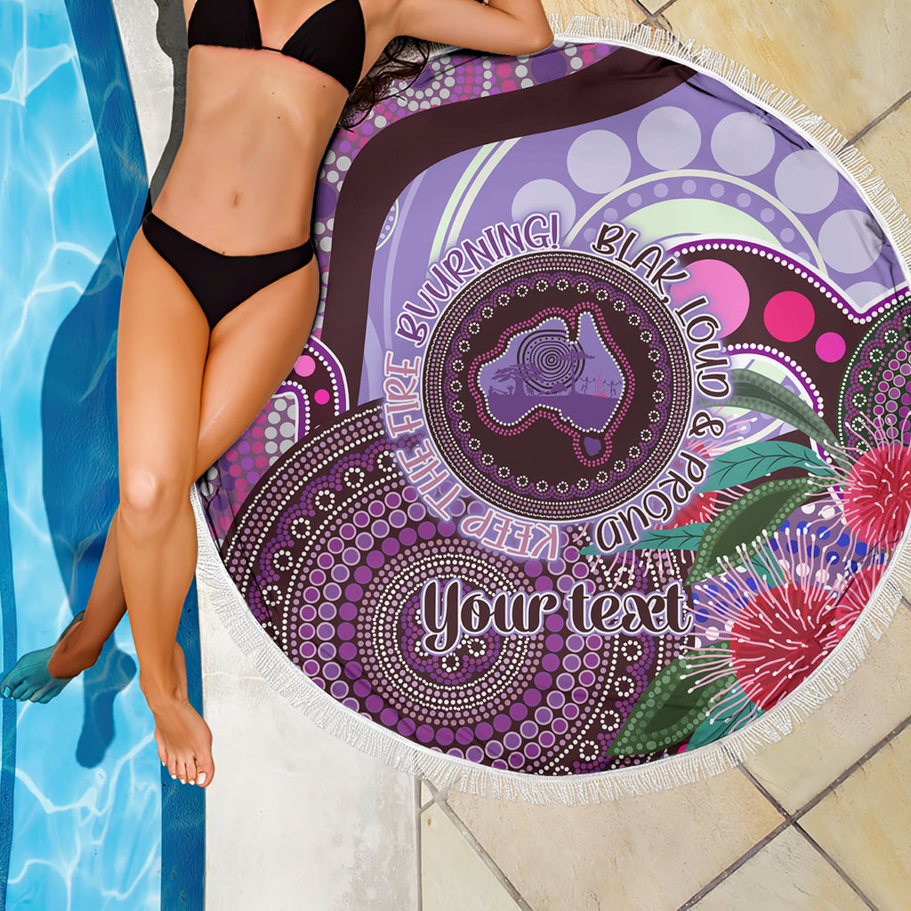 Personalised Australia NAIDOC 2024 Beach Blanket Keep the Fire Burning Hakea Flowers