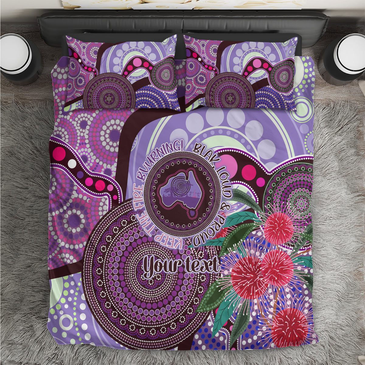 Personalised Australia NAIDOC 2024 Bedding Set Keep the Fire Burning Hakea Flowers