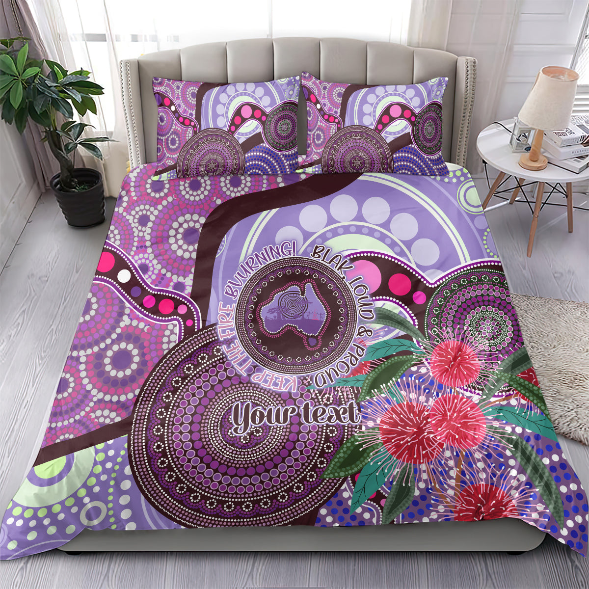 Personalised Australia NAIDOC 2024 Bedding Set Keep the Fire Burning Hakea Flowers