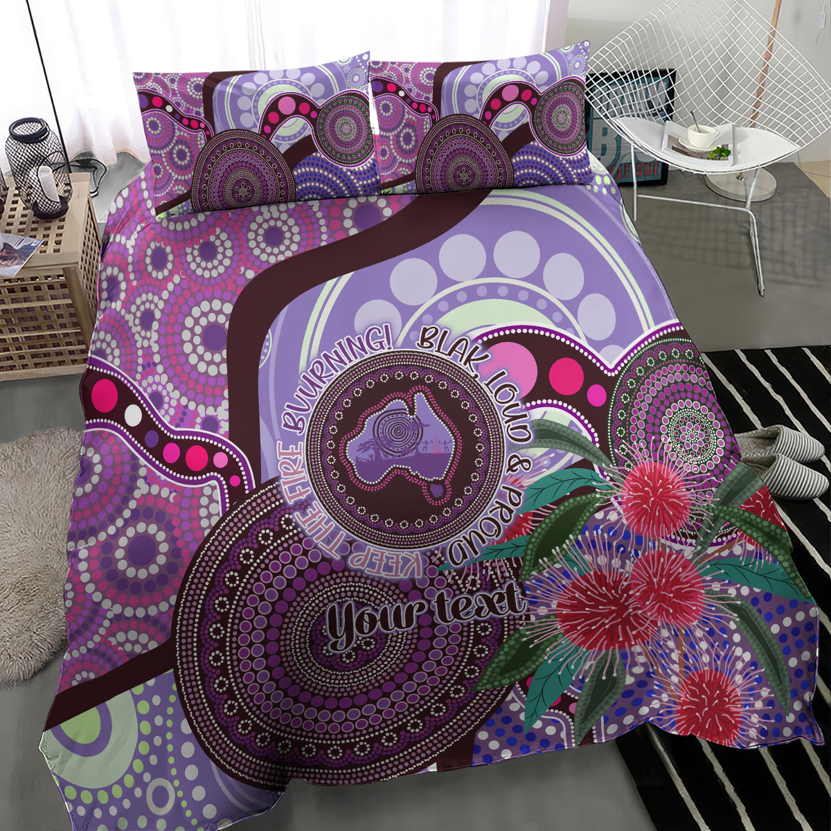 Personalised Australia NAIDOC 2024 Bedding Set Keep the Fire Burning Hakea Flowers