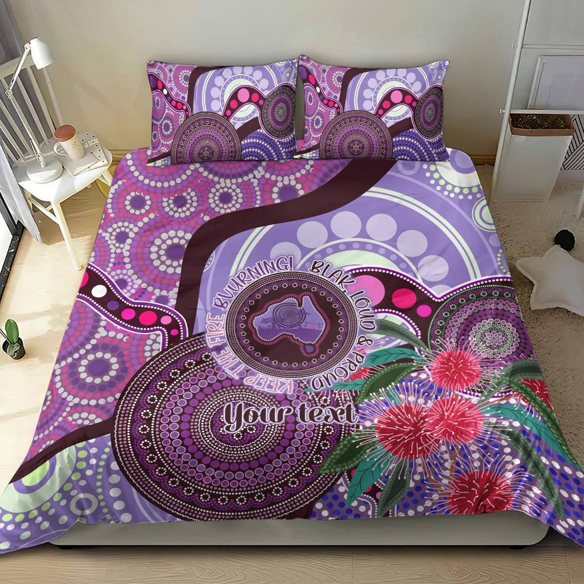 Personalised Australia NAIDOC 2024 Bedding Set Keep the Fire Burning Hakea Flowers