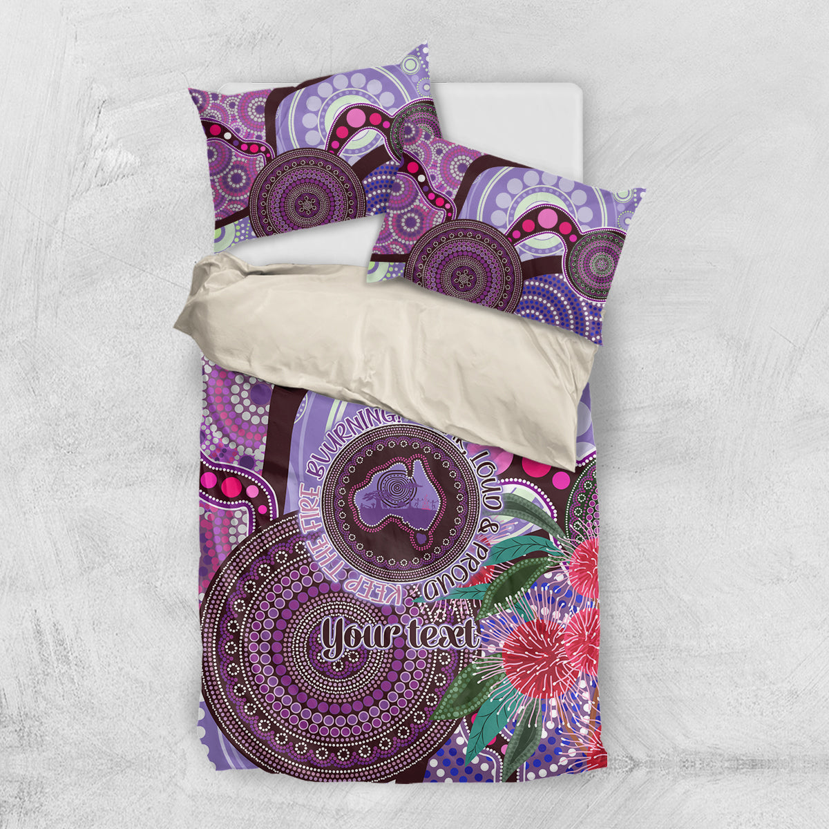 Personalised Australia NAIDOC 2024 Bedding Set Keep the Fire Burning Hakea Flowers