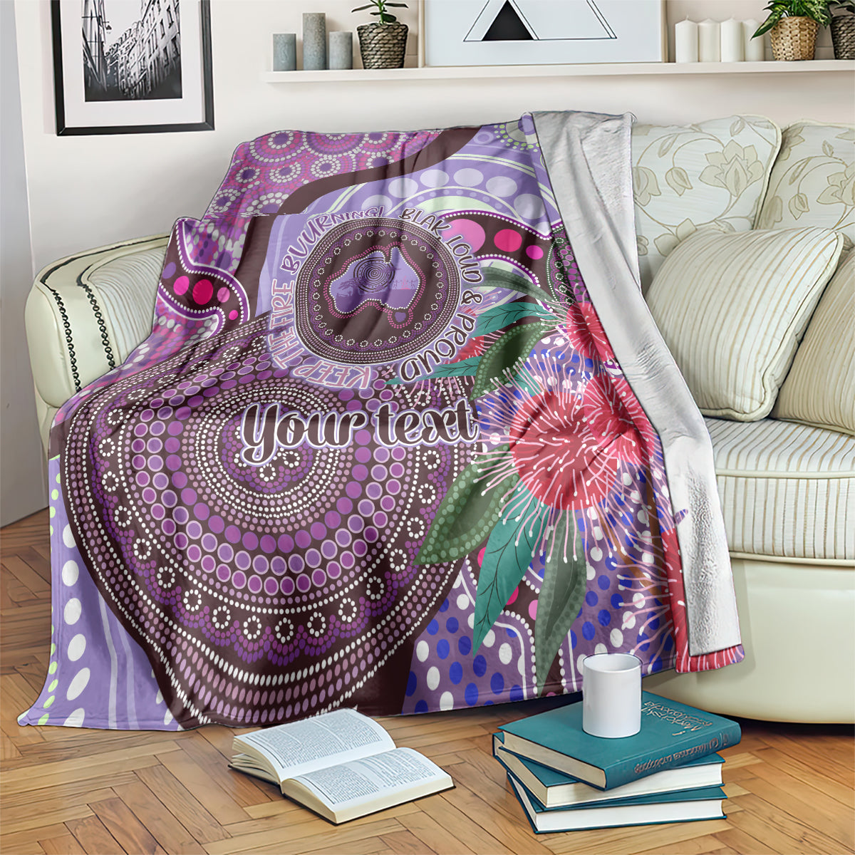 Personalised Australia NAIDOC 2024 Blanket Keep the Fire Burning Hakea Flowers