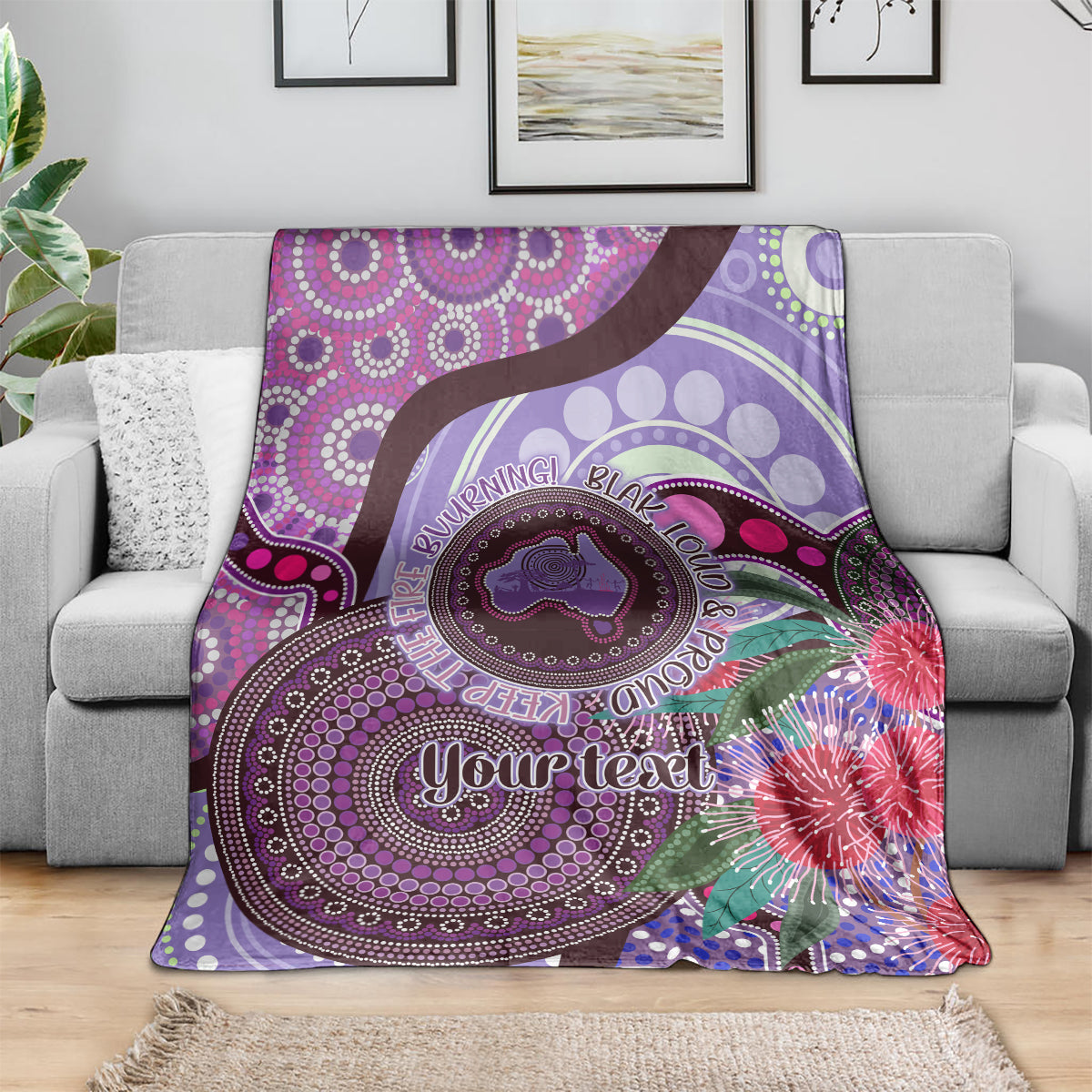 Personalised Australia NAIDOC 2024 Blanket Keep the Fire Burning Hakea Flowers