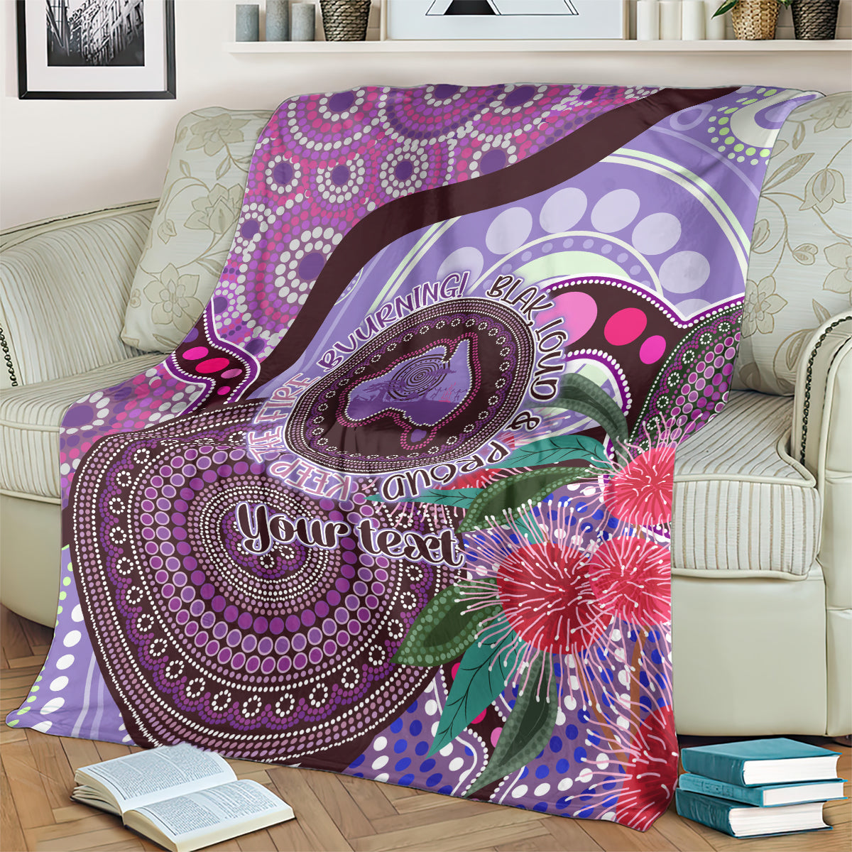 Personalised Australia NAIDOC 2024 Blanket Keep the Fire Burning Hakea Flowers