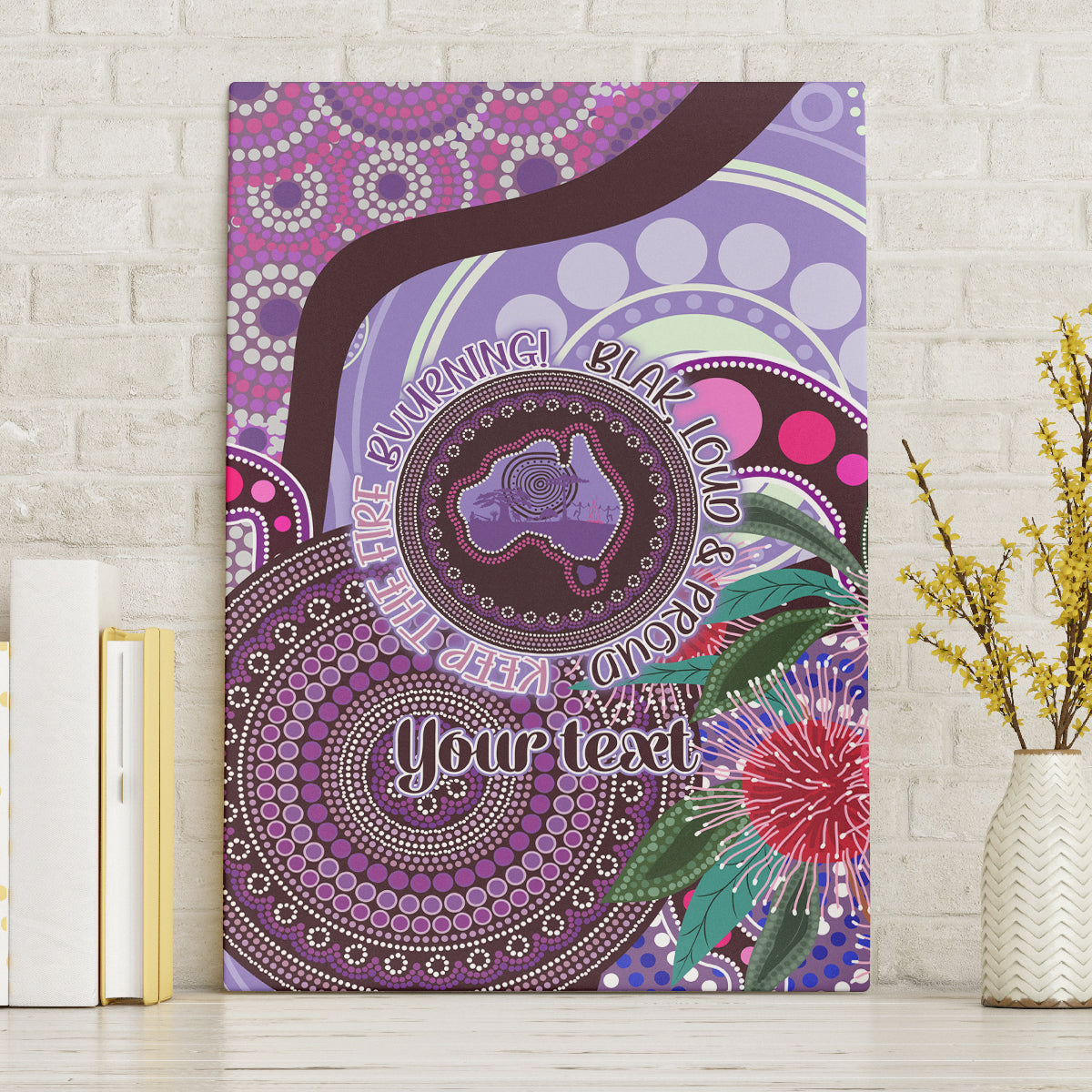 Personalised Australia NAIDOC 2024 Canvas Wall Art Keep the Fire Burning Hakea Flowers