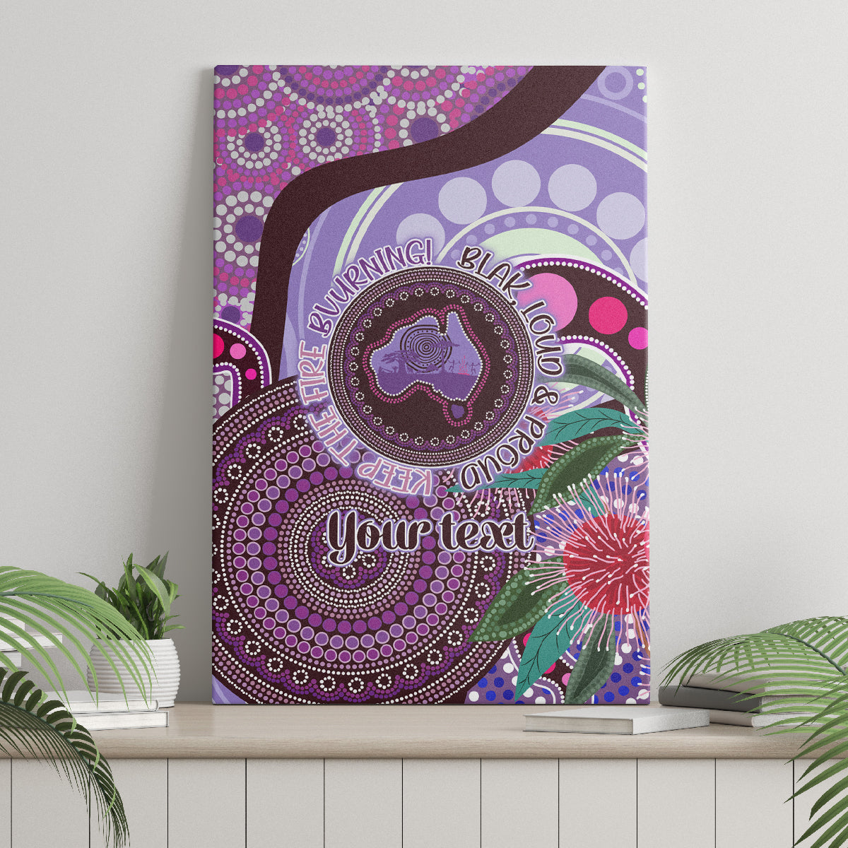 Personalised Australia NAIDOC 2024 Canvas Wall Art Keep the Fire Burning Hakea Flowers