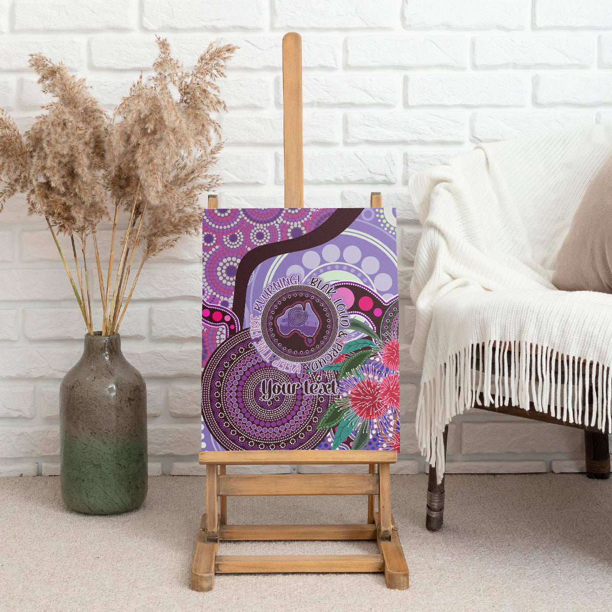 Personalised Australia NAIDOC 2024 Canvas Wall Art Keep the Fire Burning Hakea Flowers