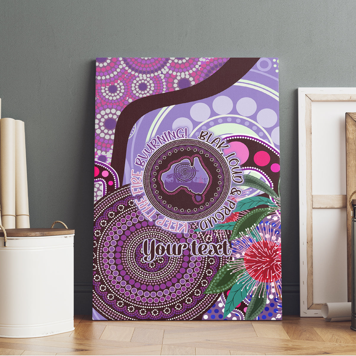 Personalised Australia NAIDOC 2024 Canvas Wall Art Keep the Fire Burning Hakea Flowers