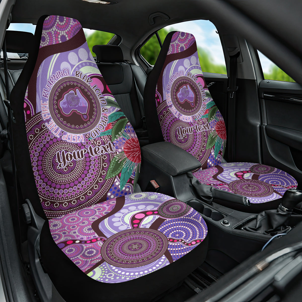 Personalised Australia NAIDOC 2024 Car Seat Cover Keep the Fire Burning Hakea Flowers