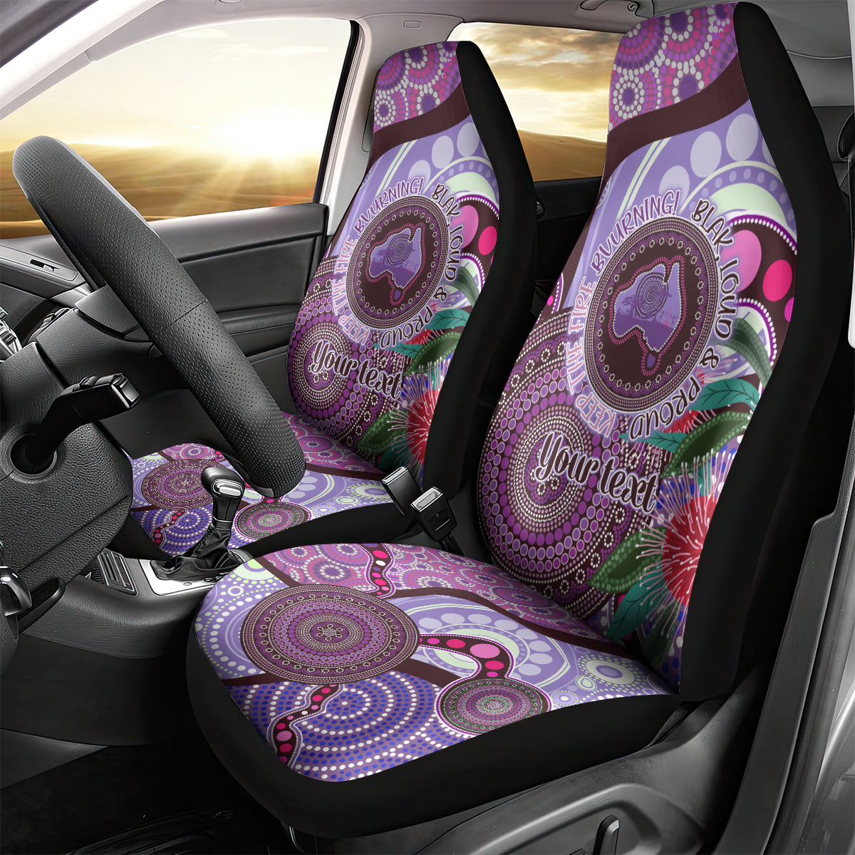 Personalised Australia NAIDOC 2024 Car Seat Cover Keep the Fire Burning Hakea Flowers