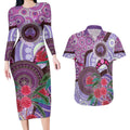Personalised Australia NAIDOC 2024 Couples Matching Long Sleeve Bodycon Dress and Hawaiian Shirt Keep the Fire Burning Hakea Flowers
