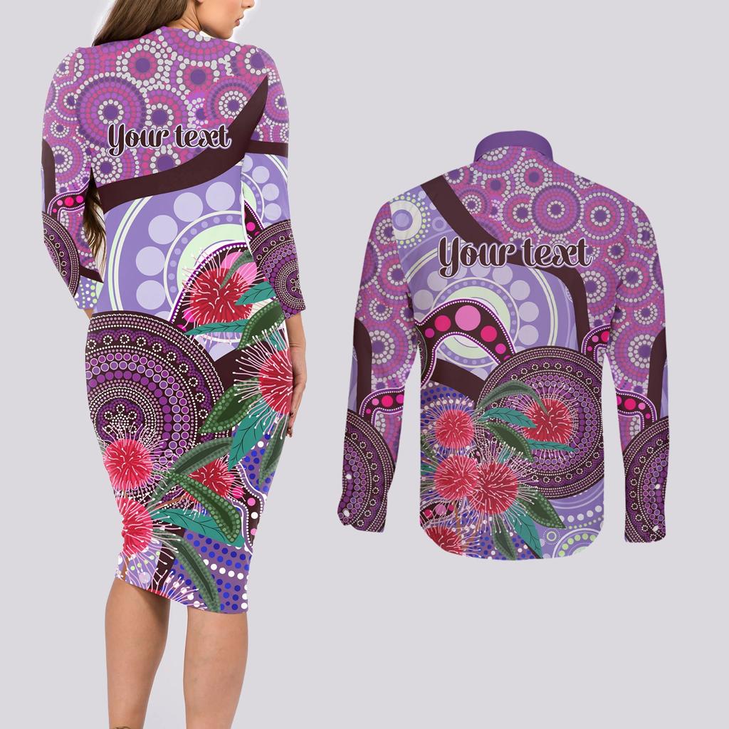 Personalised Australia NAIDOC 2024 Couples Matching Long Sleeve Bodycon Dress and Long Sleeve Button Shirt Keep the Fire Burning Hakea Flowers