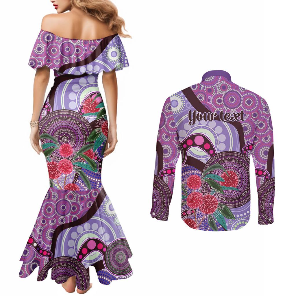 Personalised Australia NAIDOC 2024 Couples Matching Mermaid Dress and Long Sleeve Button Shirt Keep the Fire Burning Hakea Flowers
