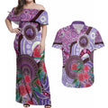 Personalised Australia NAIDOC 2024 Couples Matching Off Shoulder Maxi Dress and Hawaiian Shirt Keep the Fire Burning Hakea Flowers