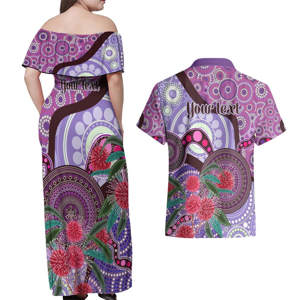 Personalised Australia NAIDOC 2024 Couples Matching Off Shoulder Maxi Dress and Hawaiian Shirt Keep the Fire Burning Hakea Flowers