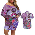 Personalised Australia NAIDOC 2024 Couples Matching Off Shoulder Short Dress and Hawaiian Shirt Keep the Fire Burning Hakea Flowers