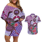 Personalised Australia NAIDOC 2024 Couples Matching Off Shoulder Short Dress and Hawaiian Shirt Keep the Fire Burning Hakea Flowers