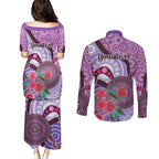 Personalised Australia NAIDOC 2024 Couples Matching Puletasi and Long Sleeve Button Shirt Keep the Fire Burning Hakea Flowers