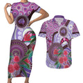 Personalised Australia NAIDOC 2024 Couples Matching Short Sleeve Bodycon Dress and Hawaiian Shirt Keep the Fire Burning Hakea Flowers