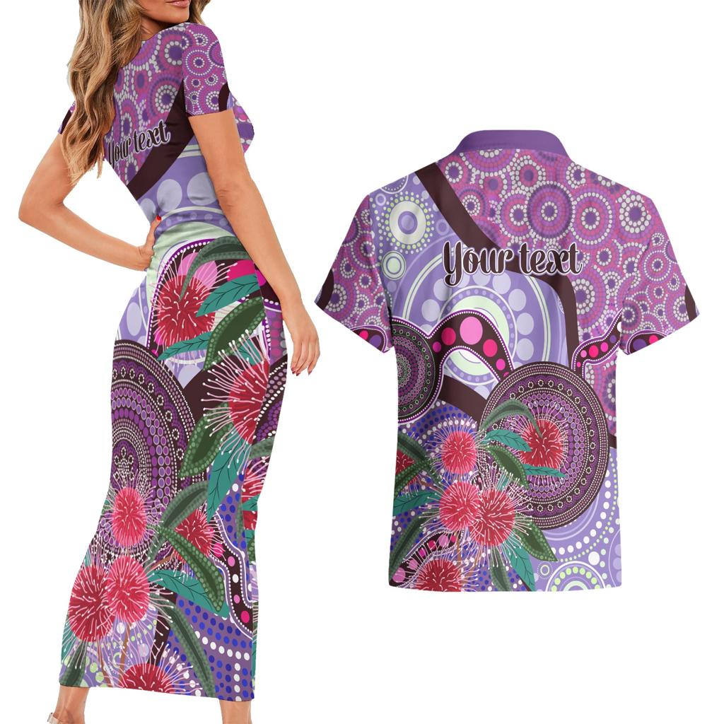 Personalised Australia NAIDOC 2024 Couples Matching Short Sleeve Bodycon Dress and Hawaiian Shirt Keep the Fire Burning Hakea Flowers