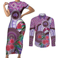 Personalised Australia NAIDOC 2024 Couples Matching Short Sleeve Bodycon Dress and Long Sleeve Button Shirt Keep the Fire Burning Hakea Flowers