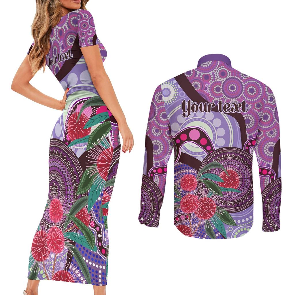 Personalised Australia NAIDOC 2024 Couples Matching Short Sleeve Bodycon Dress and Long Sleeve Button Shirt Keep the Fire Burning Hakea Flowers