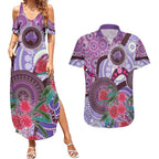 Personalised Australia NAIDOC 2024 Couples Matching Summer Maxi Dress and Hawaiian Shirt Keep the Fire Burning Hakea Flowers