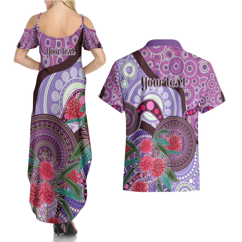 Personalised Australia NAIDOC 2024 Couples Matching Summer Maxi Dress and Hawaiian Shirt Keep the Fire Burning Hakea Flowers