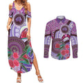 Personalised Australia NAIDOC 2024 Couples Matching Summer Maxi Dress and Long Sleeve Button Shirt Keep the Fire Burning Hakea Flowers