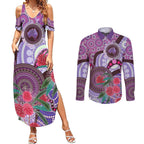 Personalised Australia NAIDOC 2024 Couples Matching Summer Maxi Dress and Long Sleeve Button Shirt Keep the Fire Burning Hakea Flowers