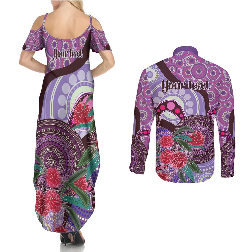 Personalised Australia NAIDOC 2024 Couples Matching Summer Maxi Dress and Long Sleeve Button Shirt Keep the Fire Burning Hakea Flowers