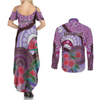 Personalised Australia NAIDOC 2024 Couples Matching Summer Maxi Dress and Long Sleeve Button Shirt Keep the Fire Burning Hakea Flowers