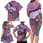 Personalised Australia NAIDOC 2024 Family Matching Long Sleeve Bodycon Dress and Hawaiian Shirt Keep the Fire Burning Hakea Flowers