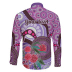 Personalised Australia NAIDOC 2024 Family Matching Off Shoulder Long Sleeve Dress and Hawaiian Shirt Keep the Fire Burning Hakea Flowers