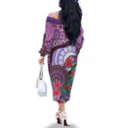 Personalised Australia NAIDOC 2024 Family Matching Off Shoulder Long Sleeve Dress and Hawaiian Shirt Keep the Fire Burning Hakea Flowers