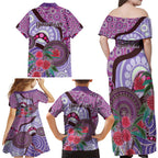 Personalised Australia NAIDOC 2024 Family Matching Off Shoulder Maxi Dress and Hawaiian Shirt Keep the Fire Burning Hakea Flowers