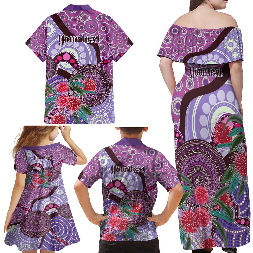 Personalised Australia NAIDOC 2024 Family Matching Off Shoulder Maxi Dress and Hawaiian Shirt Keep the Fire Burning Hakea Flowers