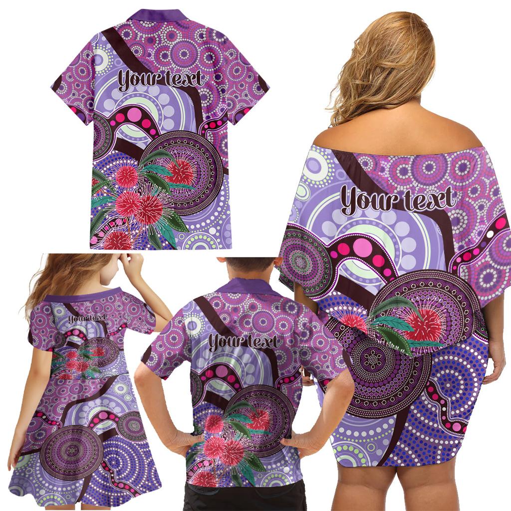 Personalised Australia NAIDOC 2024 Family Matching Off Shoulder Short Dress and Hawaiian Shirt Keep the Fire Burning Hakea Flowers