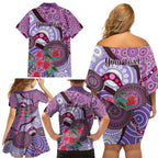 Personalised Australia NAIDOC 2024 Family Matching Off Shoulder Short Dress and Hawaiian Shirt Keep the Fire Burning Hakea Flowers