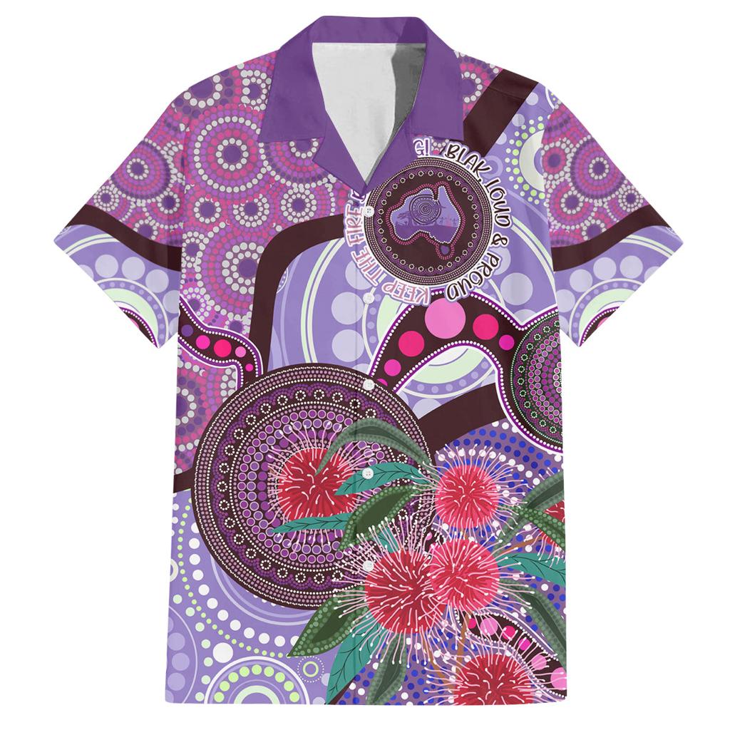Personalised Australia NAIDOC 2024 Family Matching Off Shoulder Short Dress and Hawaiian Shirt Keep the Fire Burning Hakea Flowers