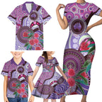 Personalised Australia NAIDOC 2024 Family Matching Short Sleeve Bodycon Dress and Hawaiian Shirt Keep the Fire Burning Hakea Flowers