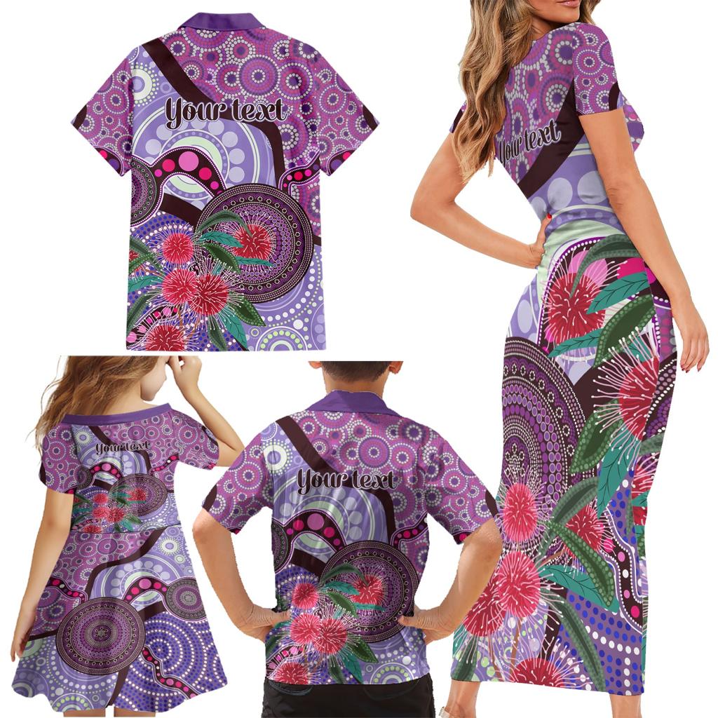 Personalised Australia NAIDOC 2024 Family Matching Short Sleeve Bodycon Dress and Hawaiian Shirt Keep the Fire Burning Hakea Flowers