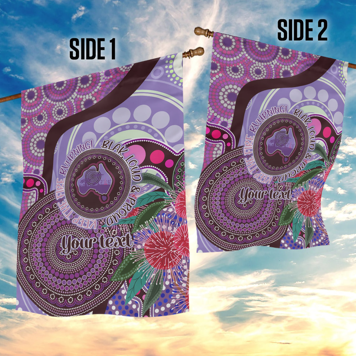 Personalised Australia NAIDOC 2024 Garden Flag Keep the Fire Burning Hakea Flowers