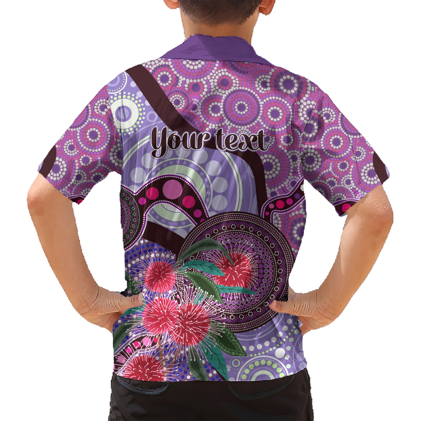 Personalised Australia NAIDOC 2024 Kid Hawaiian Shirt Keep the Fire Burning Hakea Flowers