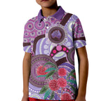 Personalised Australia NAIDOC 2024 Kid Polo Shirt Keep the Fire Burning Hakea Flowers