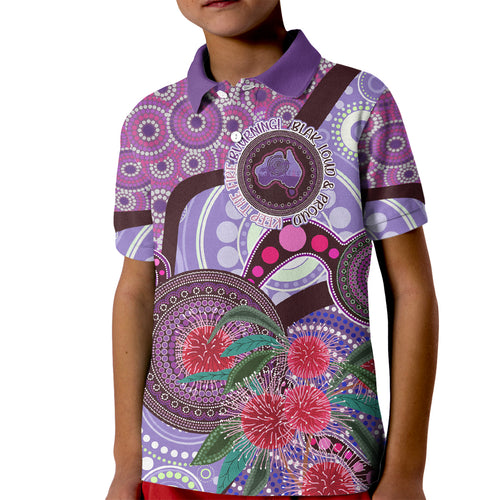 Personalised Australia NAIDOC 2024 Kid Polo Shirt Keep the Fire Burning Hakea Flowers