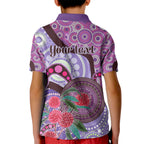 Personalised Australia NAIDOC 2024 Kid Polo Shirt Keep the Fire Burning Hakea Flowers