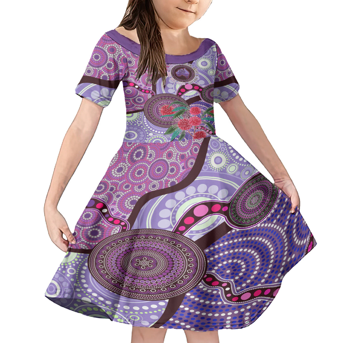 Personalised Australia NAIDOC 2024 Kid Short Sleeve Dress Keep the Fire Burning Hakea Flowers